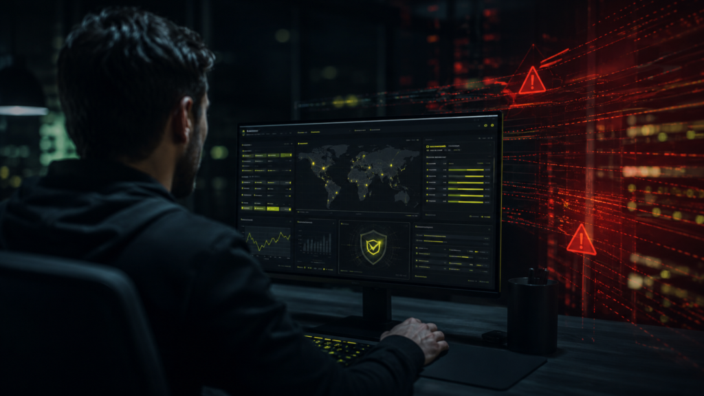 Cyber security specialist carrying out penetration testing